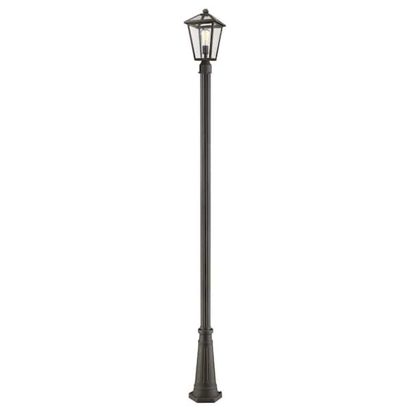 Unbranded Talbot 110.25 in. 1-Light Oil Bronze Metal Hardwired Outdoor Weather Resistant Post Light Set with No Bulb included
