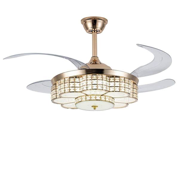 48 in. Gold Standard Retractable Ceiling Fan with Light, 6‑Speed Quiet AC Motor, Remote Control, Dual‑Mount Design