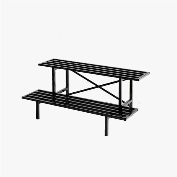 MOEPISY 2-Tier Black Metal Plant Stand for Indoor Outdoor (35.43