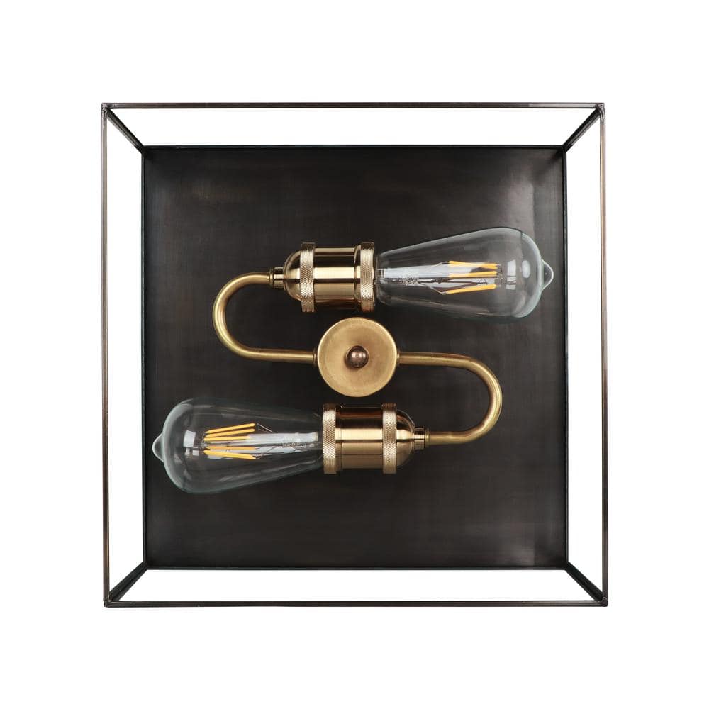 10.25" Dark Bronze and Brass Glass Flush Mount Light