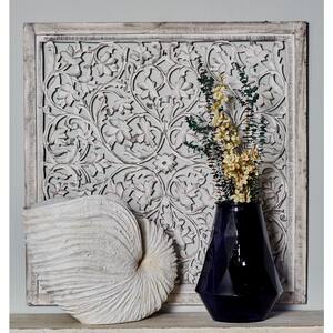 Mango Wood Black Handmade Intricately Carved Arabesque Floral Wall Decor