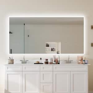 84 in. W x 42 in. H Rectangular Frameless Anti-Fog LED Light Wall Bathroom Vanity Mirror Frontlit and Backlit