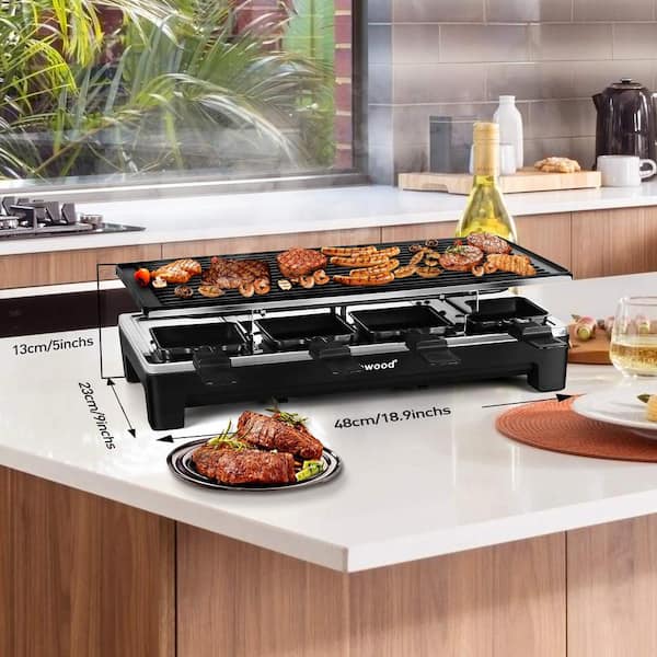 Xppliance 200 sq. in. Black Stainless Steel Smokless Indoor Grill with  Removable Plates DKP00FY02512 - The Home Depot