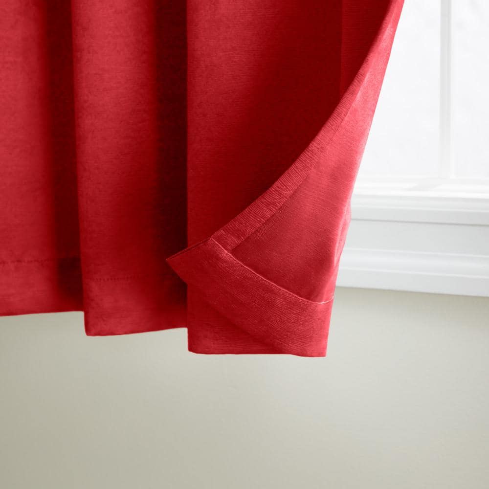 Chili Red Polyester Room-Darkening Grommet Curtain Panel Pair