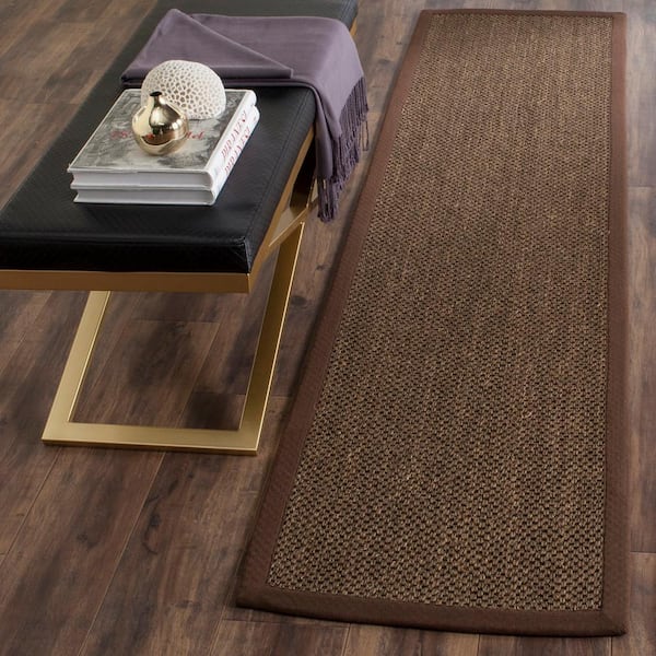 Natural Fiber Brown 3 ft. x 8 ft. Border Runner Rug