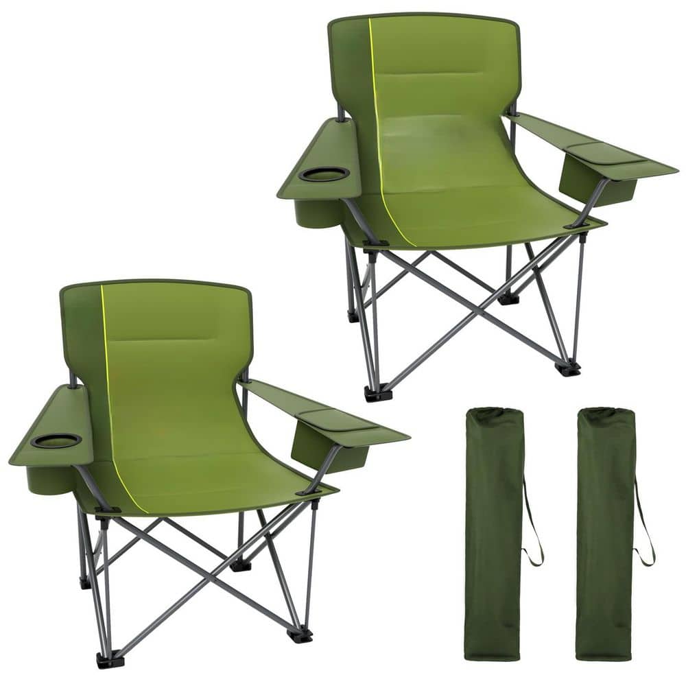 2 Pack Green Adult Oversized Folding Camping Chair with Cup Holder Side Pocket for Camp, Lawn, Picnic price history on PriceWatchPro