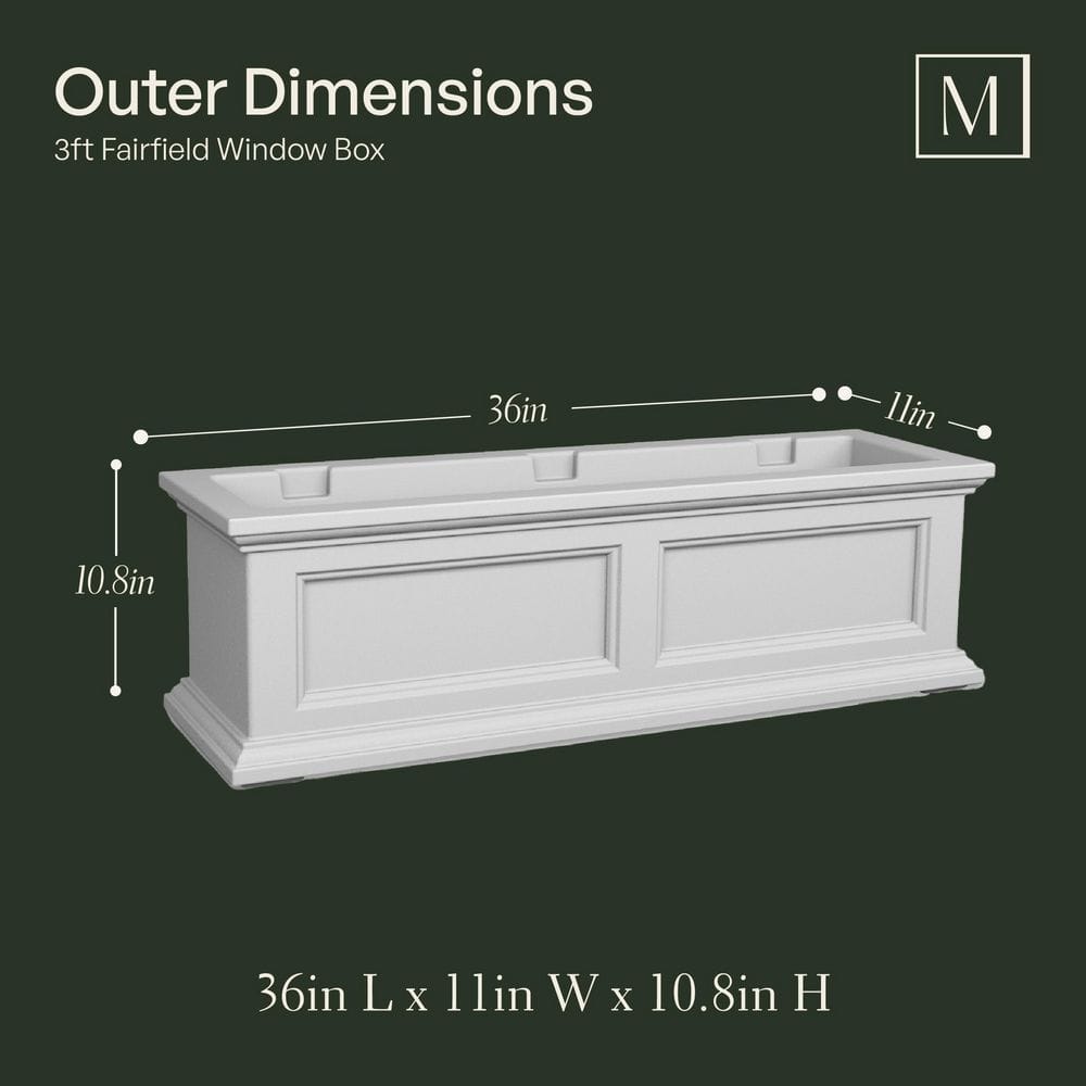 White 36" Traditional Resin Self-Watering Window Box Planter
