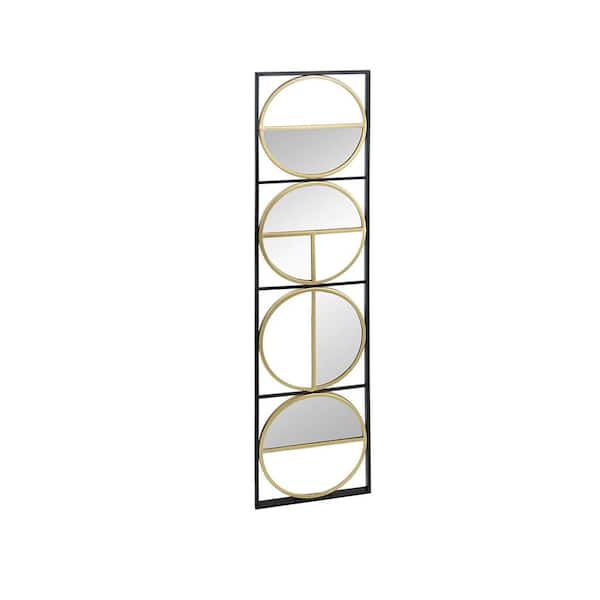 Unbranded Eclectic Styling Black 47.2 in. W x 12.2 in. H Contemporary Rectangular Iron Framed Mirror for Bedroom and Live Room