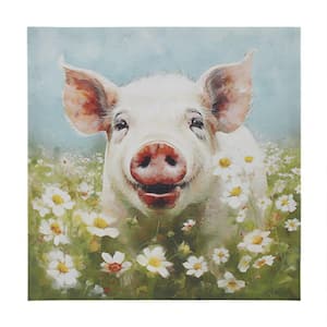 Anky 1-Piece Unframed Art Print 16 in. x 16 in. Pig Canvas Wall Art