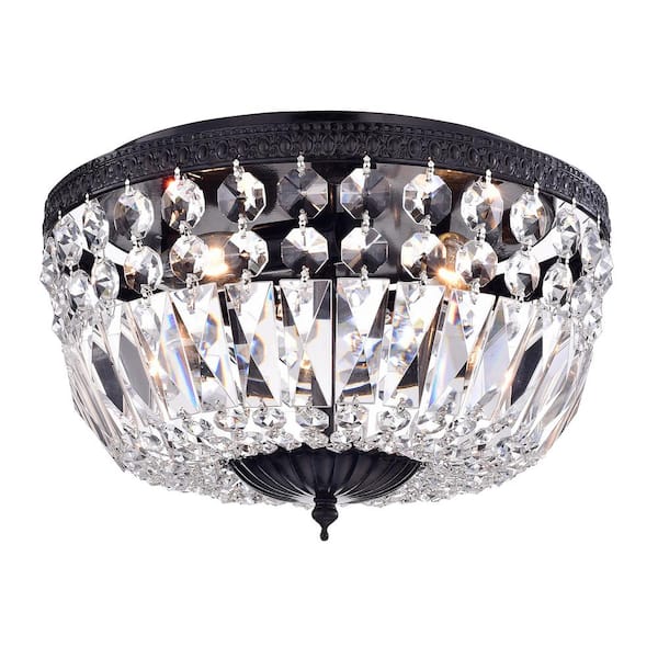 black crystal flush mount