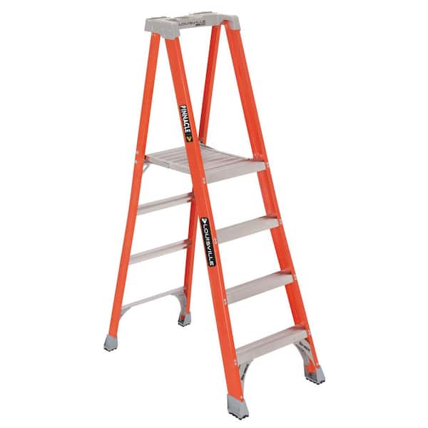 Louisville Ladder 4 ft. Fiberglass Pinnacle Platform Ladder, (10.4 ft. Reach) 300 lbs. Load Capacity Type IA Duty Rating