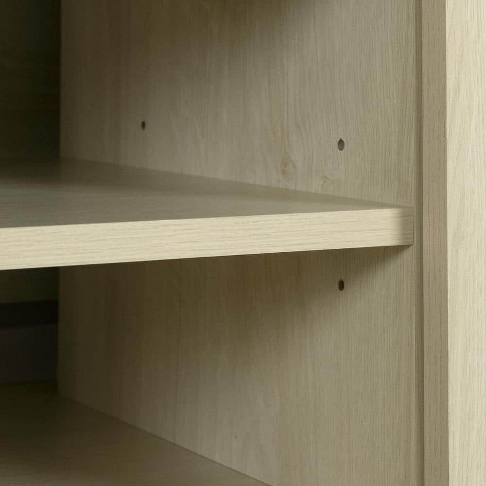 Bleached Oak Scandinavian TV Stand with Cabinet and Shelves