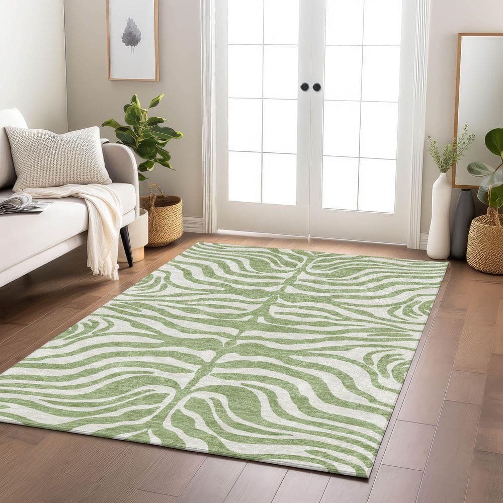 Red Rectangular Synthetic Washable Non-slip Rug 46" x 30"
