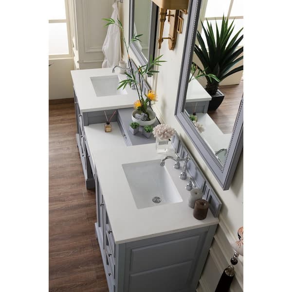 James Martin Vanities De Soto 118 Silver Gray Double Vanity Set With – US  Bath Store