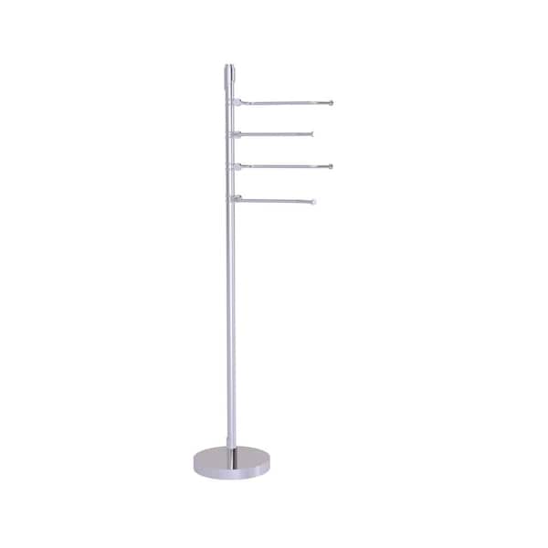 Allied Brass 9 in. Towel Bar Stand with 4-Pivoting Swing Arm Towel Holder in Polished Chrome