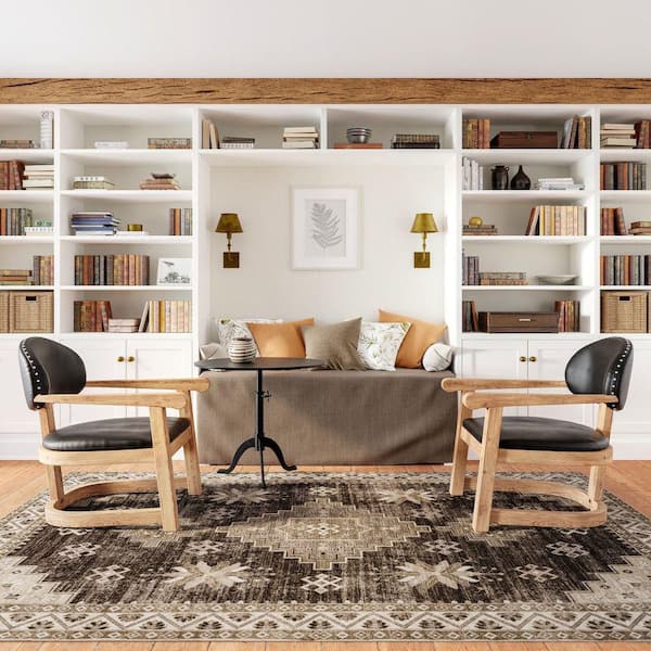 Clovebud Geometric Machine Washable Brown 10 ft. x 14 ft. Area Rug