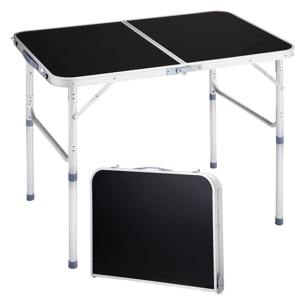 35 in. Black Rectangle Aluminum Picnic Tables Seating Capacity 2 without Umbrella Hole price history on PriceWatchPro