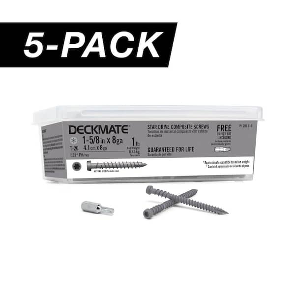 5-Pack #8 x 1-5/8 in. Gray Star-Drive Bugle-Head Composite Deck Screws (5 lb. / 1,855-Piece)