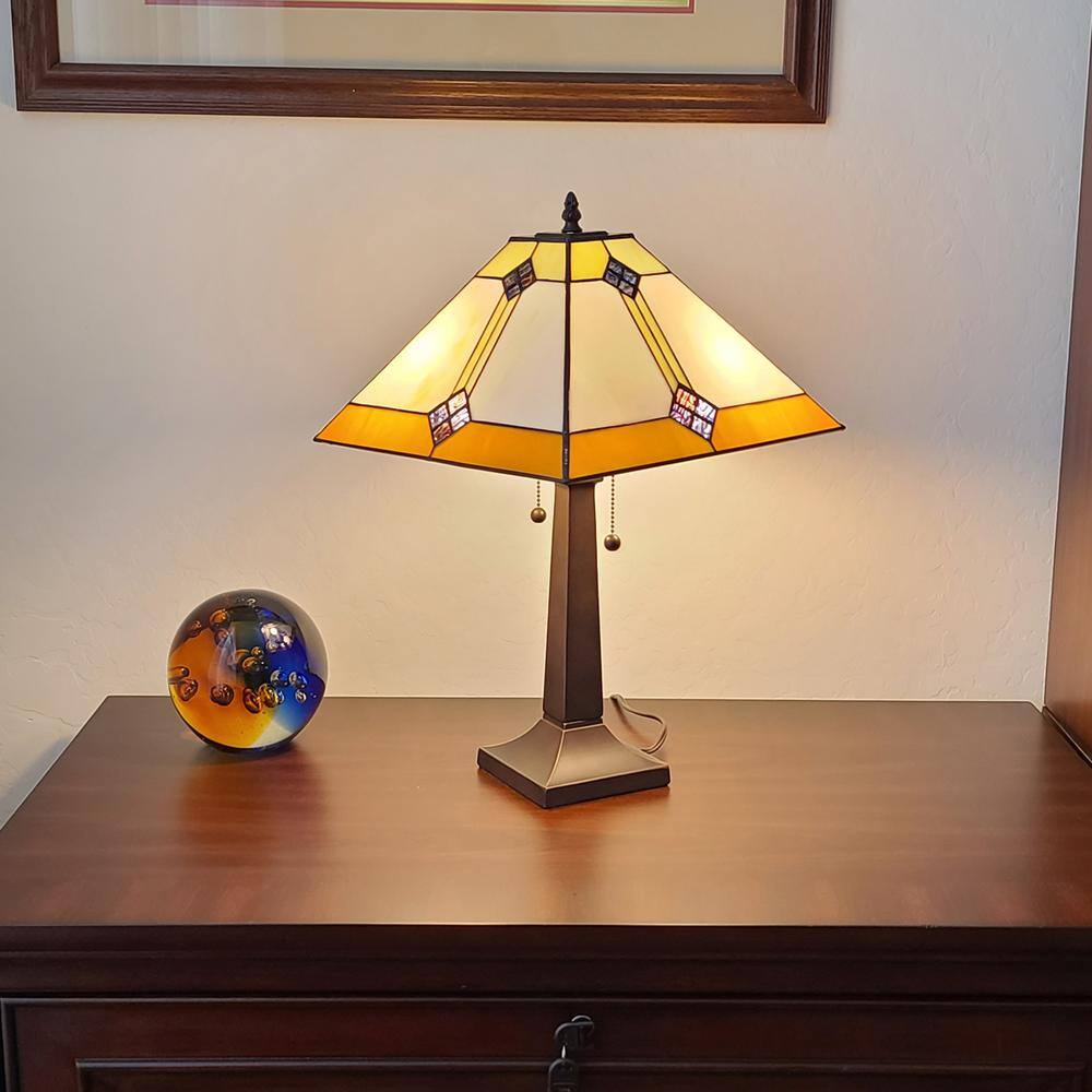 21" Bronze Stained Glass Mission Style Table Lamp
