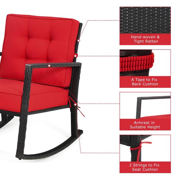 WELLFOR 25 in. x 25 in. 2-Piece Deep Seating Outdoor Lounge Chair Cushion  with Rope Belts in Red HW-HGY-67235RE - The Home Depot