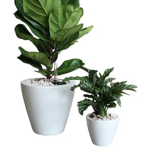 Medium 10 in. and 5 in. Plastic Self-Watering Planter Pot with Water Level Indicator and Drain Plug- Round Cone (2-Pack)