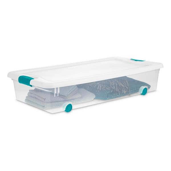 HOMZ 60-Quart Latching Holiday Underbed Storage Container Box, Clear (2  Pack) in 2023