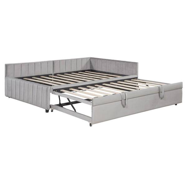 Nestfair Gray Full Size Upholstered L-Shaped Upholstered Daybed