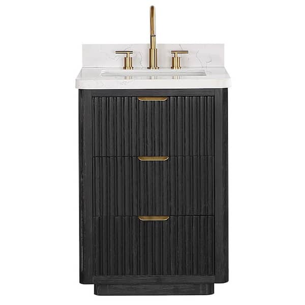 Cádiz 24 in. W x 22 in. D x 34 in. H Free-standing Single Bathroom Vanity in Fir Wood Black with Composite top