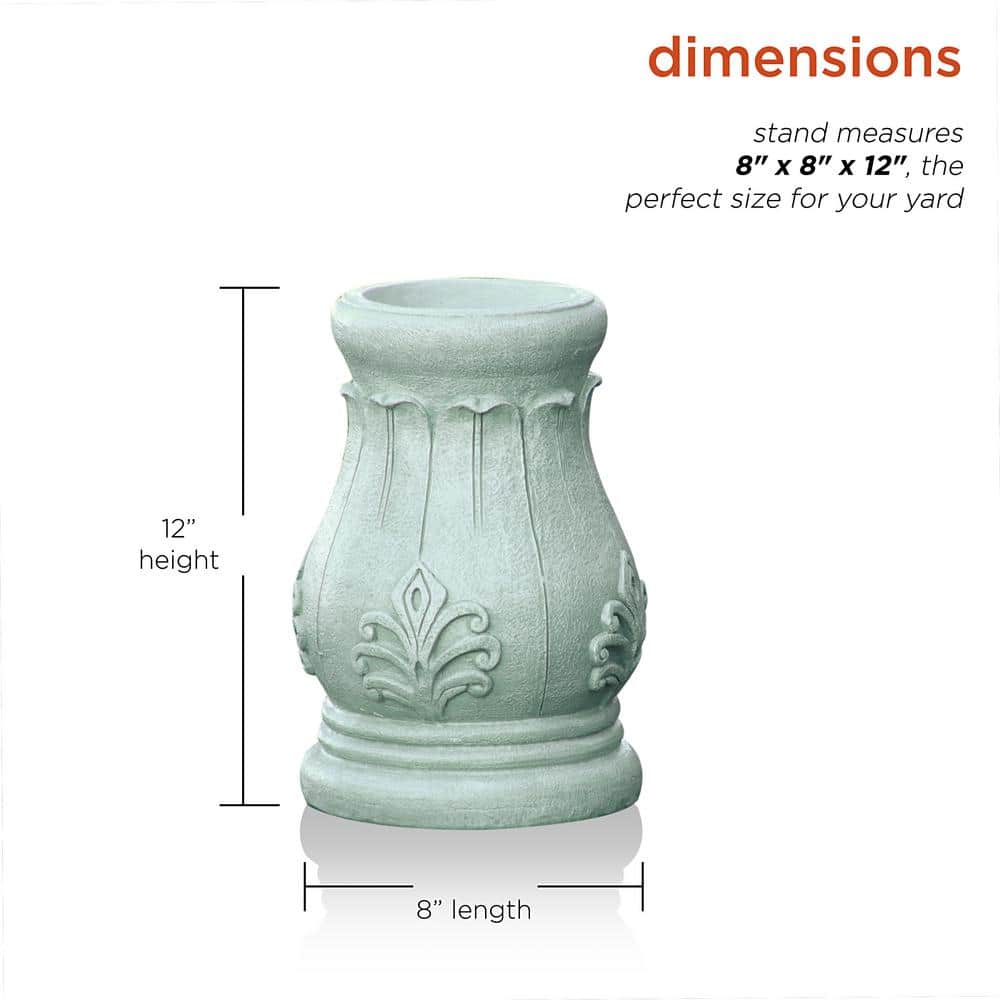 12" Tall Green Polyresin Roman Column Gazing Globe Stand