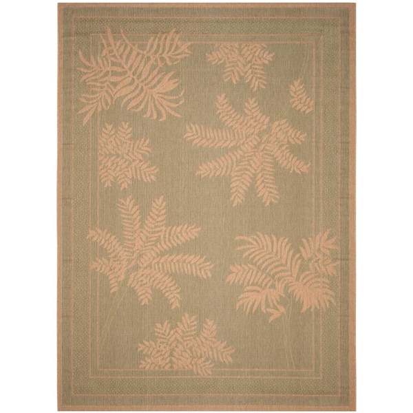 SAFAVIEH Courtyard Green/Natural 9 ft. x 12 ft. Border Indoor/Outdoor Patio  Area Rug