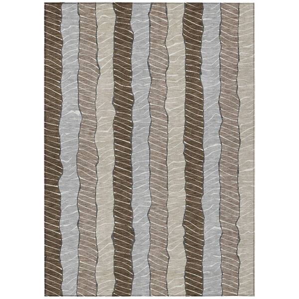 Chantille Machine Washable Indoor/Outdoor Abstract ACN3039 Chocolate 9 ft. x 12 ft. Area Rug