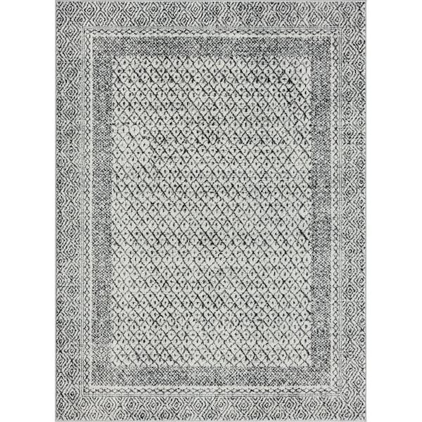 Madison Park Talia Grey/Cream 3 ft. x 5 ft. Moroccan Bordered Global Woven Rectangle Area Rug
