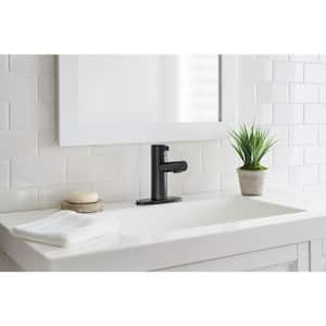 Modern Single Hole Touchless Bathroom Faucet in Matte Black