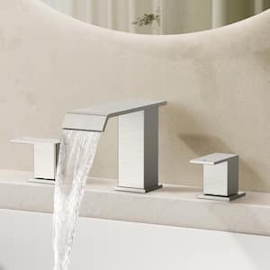 8 in. Widespread Double Handle Bathroom Faucet with Metal Pop-up Drain in Brushed Nickel