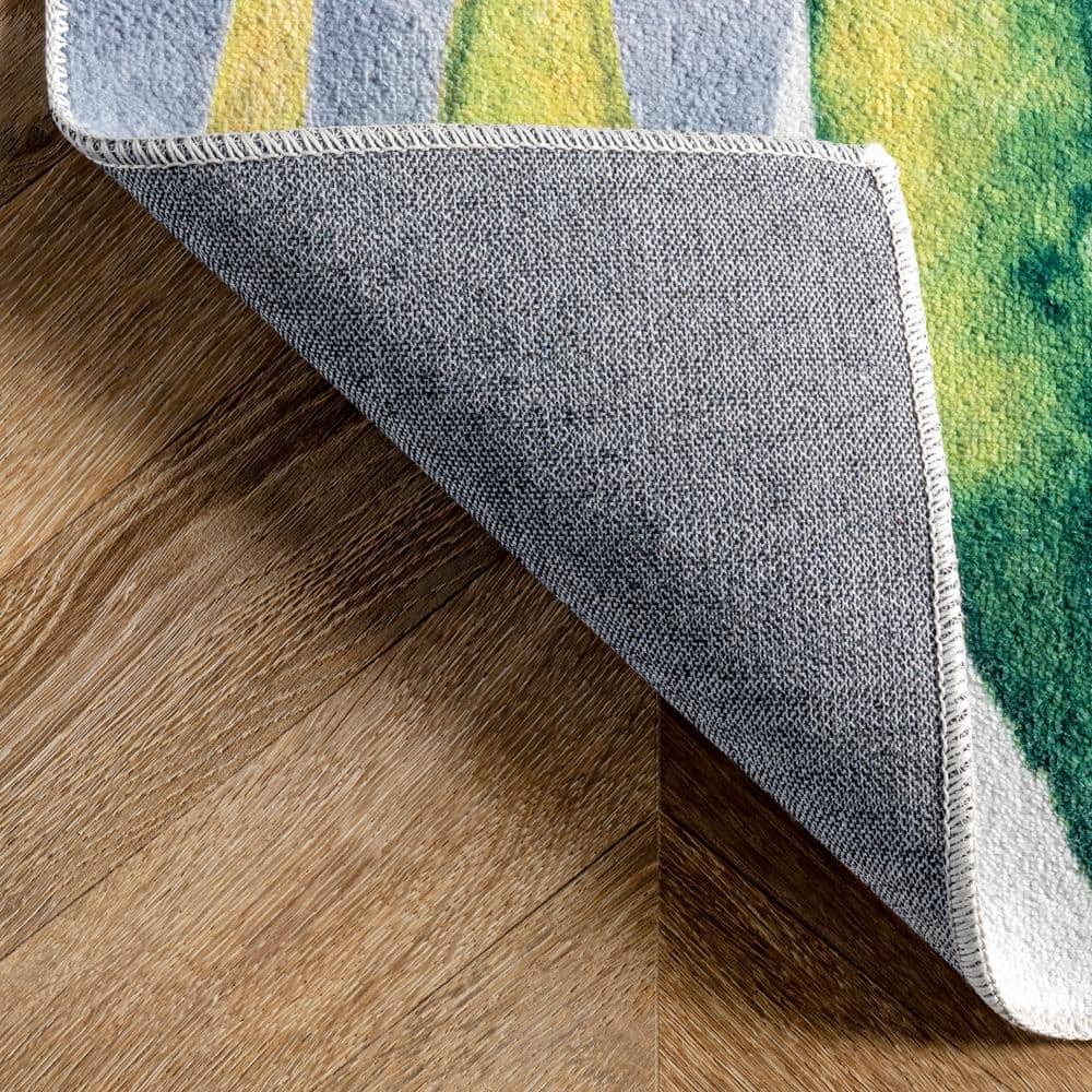 Amelia Multicolor Tropical Washable Rectangular Area Rug, 5' x 8'