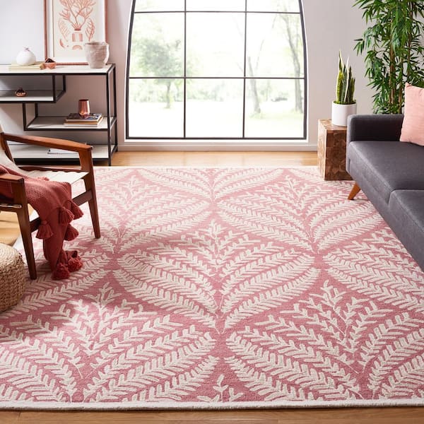 Capri Pink/Ivory 9 ft. x 12 ft. Geometric Leaf Area Rug