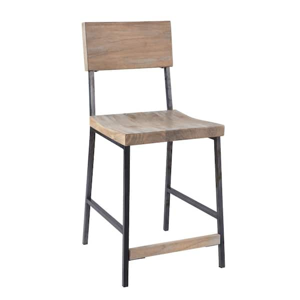 INK+IVY Tacoma 24.8 in. Grey Wood Counter Stool FPF20-0338 - The Home Depot