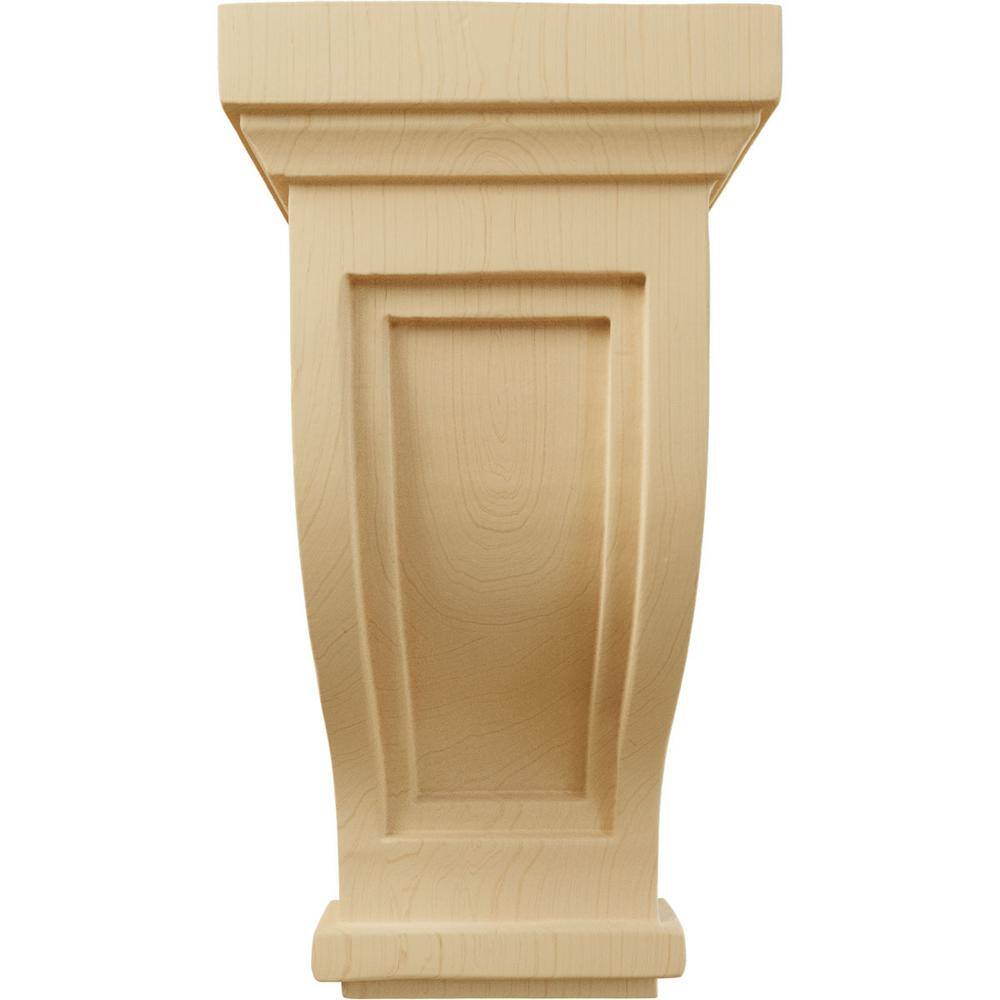 Alder Traditional Recessed Hand-Carved Wood Corbel, 10" x 5"