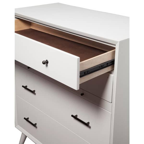 Flynn White 4 Drawer 38 in. W Mid Century Modern Drawer Chest of Drawers 966-W-05 - The Home Depot Flynn White 4 Drawer 38 in. W Mid Century Modern Drawer Chest of Drawers 966-W-05 - The Home Depot