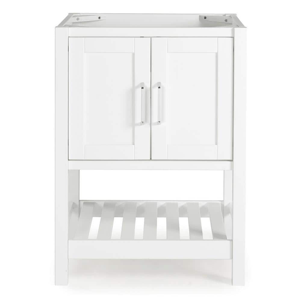 Bennet 24" White Pine Wood Modern Shaker Vanity Cabinet with Open Shelf