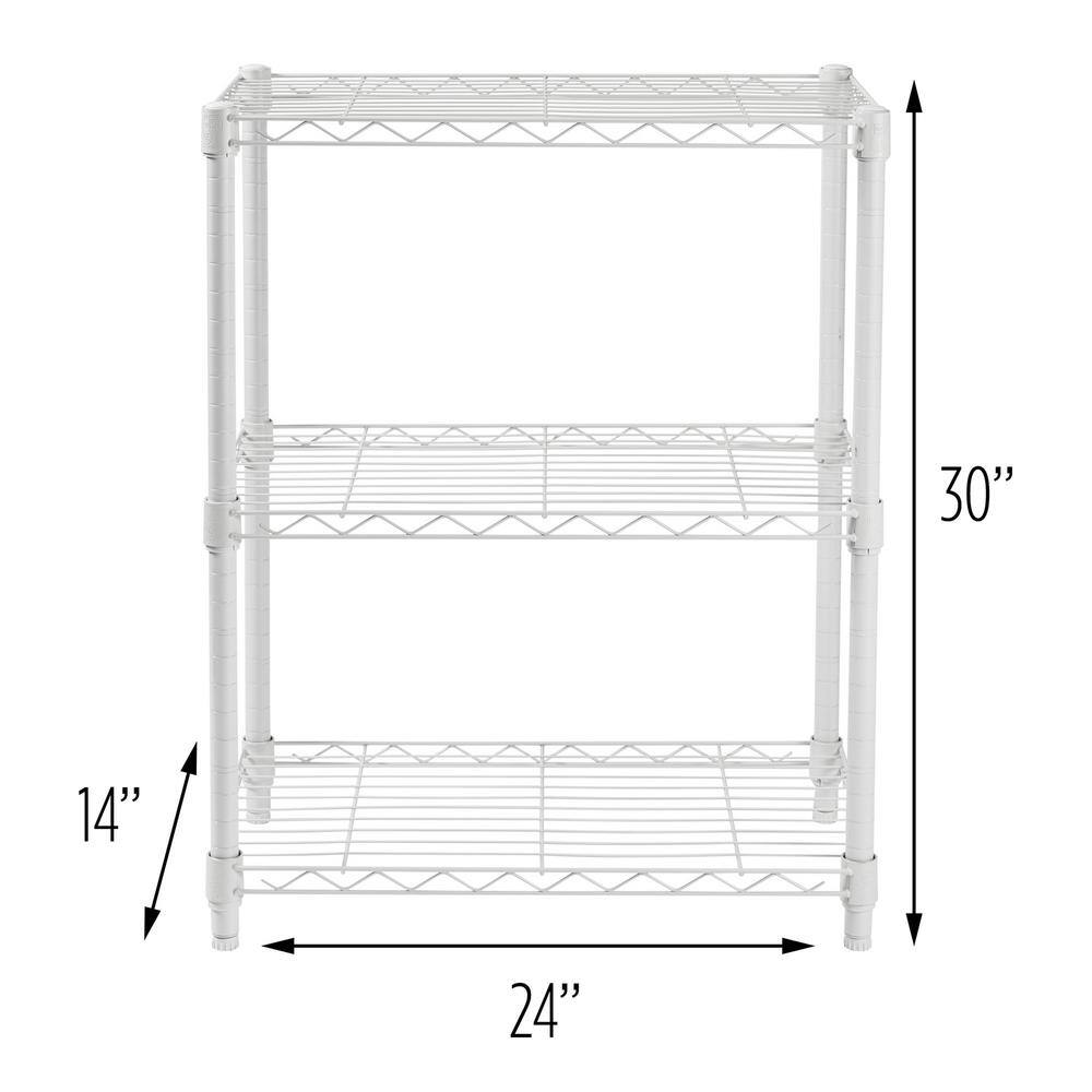 Heavy Duty Adjustable 3-Tier Steel Shelving Unit, White