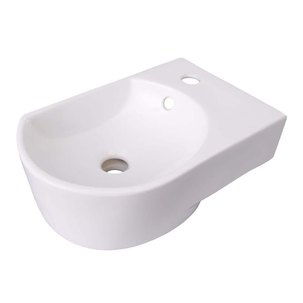 Ambia Wall-Mount Sink in White with Faucet Hole on Right Side -  Barclay Products, 4-9044WH