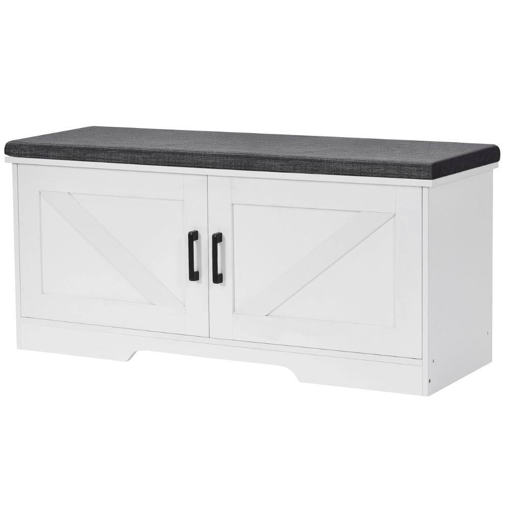 2-Tier Storage Bench, 47.2In Wide Shoe Bench with Padded Seat Cushion, Entryway Bench with 4 Barn Doors price history on PriceWatchPro