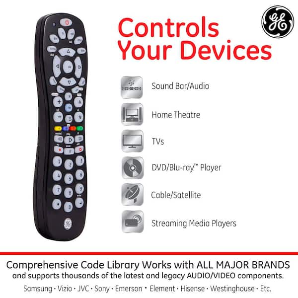 Ge 6 Device Universal Remote Control Black 34459 The Home Depot