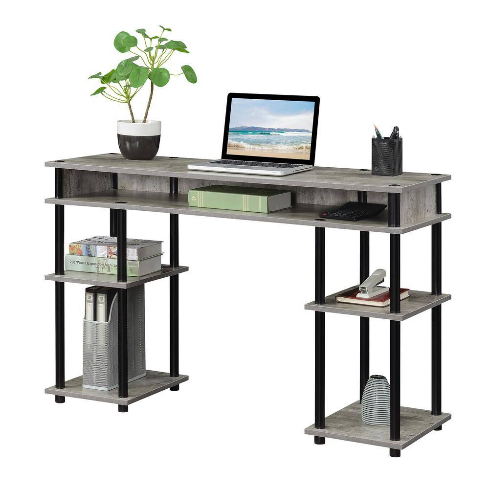 Faux Birch and Black Student Desk with Shelves