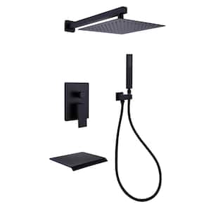 Single Handle 3-Spray Tub and Shower Faucet 4.4 GPM with 10 in. Shower Head in Matte Black (Valve Included)