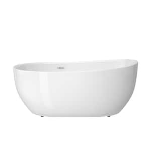 63 in. Acrylic Flatbottom Non-Whirlpool Bathtub in White