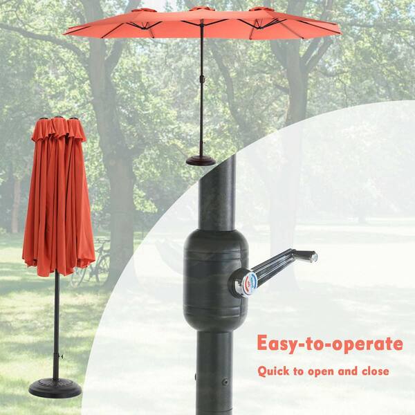 SUNRINX 14.8 ft. Market Double Sided Patio Umbrella in