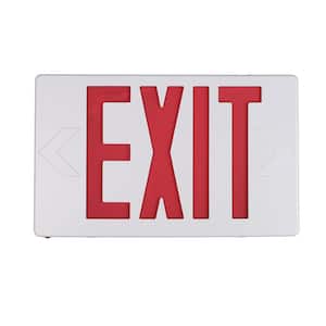 Rectangle Integrated LED White Exit Sign Red Ni-Cad 1.2-Volt Battery