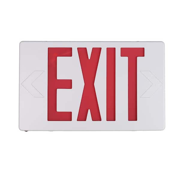 RUN BISON Rectangle 1-Watt White Integrated LED Red Exit Sign With Ni-Cad 1.2-Volt Battery